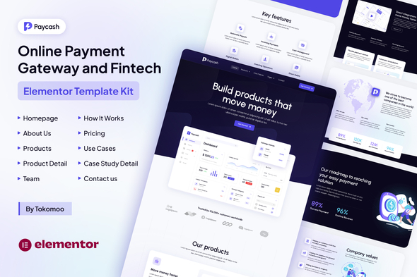 Paycash - Online Payment Gateway & Fintech Elementor Template Kit