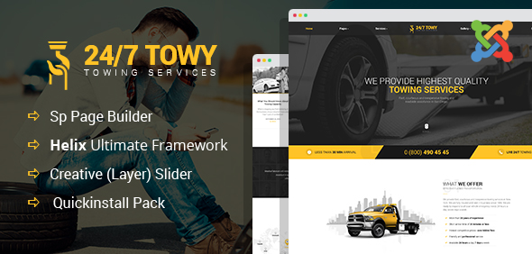 Towy – Emergency Auto Towing and Roadside Assistance Joomla 4 Template