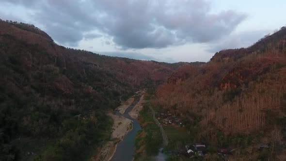 Aerial Shot Hill River Bantul Indonesia