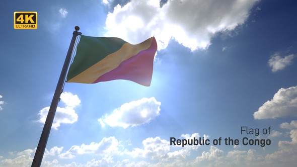 Republic of the Congo Flag on a Flagpole V4 - 4K