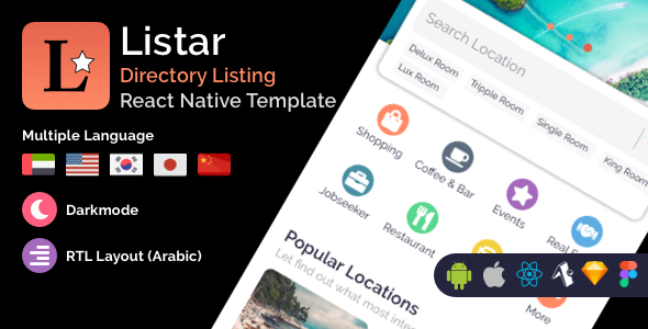 Listar - mobile React Native directory listing app template