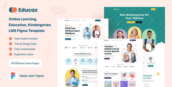 Educax- Online Learning, Education, Kindergarten LMS Figma Template