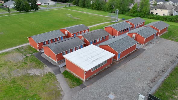 Aerial shot of portables at an elementary school.