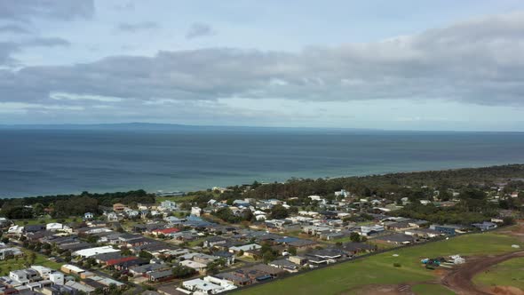 AERIAL, Coastal Village of St Leonards and Port Phillip Bay, Victoria Australia