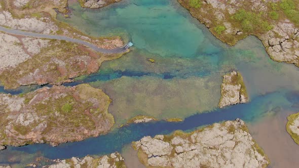 Aerial view of Silfra fissure in Thingvellir National Park, Iceland