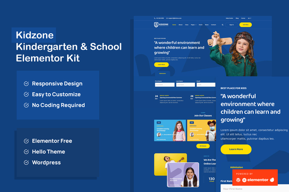 Kidzone - Kindergarten & School Elementor Template Kit