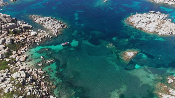 Aerial View of Transparent Clean and Blue Mediterranean Sea in a Sunny Summer Day