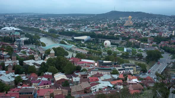 Evening timelapse of Tbilisi city