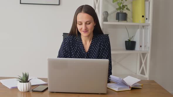 Cheerful Female Manager Received Good Offer By Email