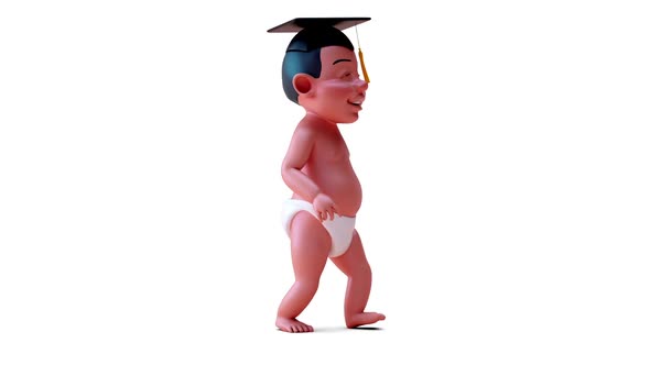 Fun 3D cartoon of an indian student baby