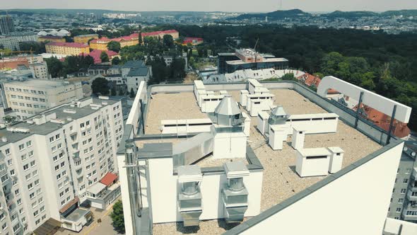 Industrial Ventilation Turbines on the Roof of a Multistorey Building