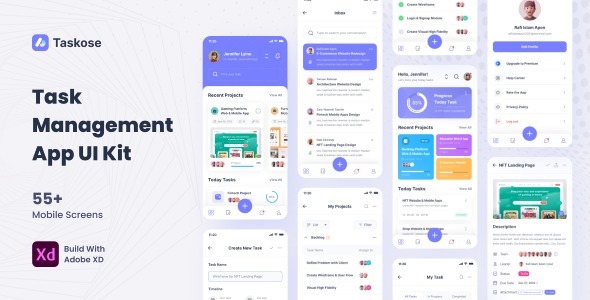 Taskose - Task Management App XD Template