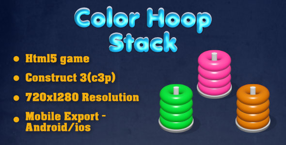 Color Hoop Stack (HTML5 Game + Construct 3)
