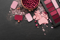 Various makeup products on dark background with copyspace - PhotoDune Item for Sale