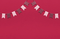 Party flags garlands set on pink background. New 2023 trending PANTONE 18-1750 Viva Magenta colour - PhotoDune Item for Sale