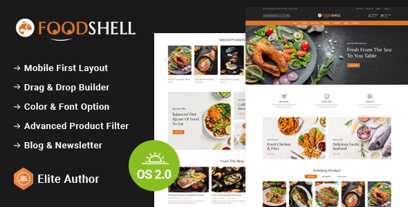 Foodshell - Tienda de restaurante de comida de mar Shopify 2.0 Responsive Theme