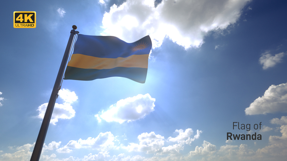 Rwanda Flag on a Flagpole V4 - 4K