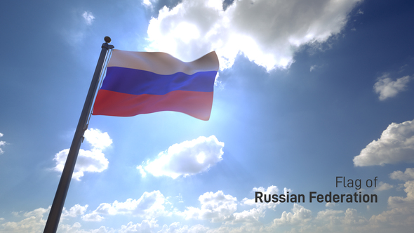 Russia Flag on a Flagpole V4