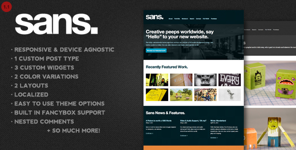 Sans – A Responsive Portfolio WordPress Theme
