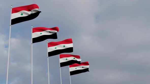 Waving Flags Of The Syria  blue sky