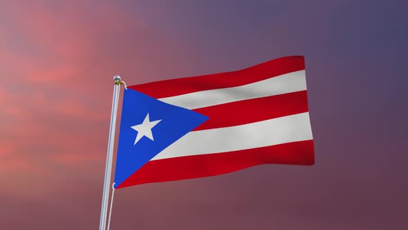 Flag Of Puerto Rico Waving