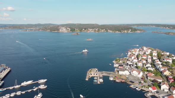 Local ferry heading out of Kragero taking tourists to explore surrounding islands