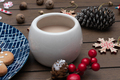 Hot tea mug on a wooden table - PhotoDune Item for Sale