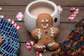 Gingerbread man cookie in a hot tea mug - PhotoDune Item for Sale