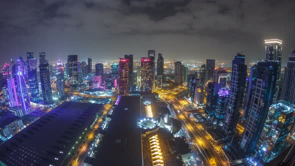 The Skyline of the West Bay Area From Top in Doha Timelapse Qatar