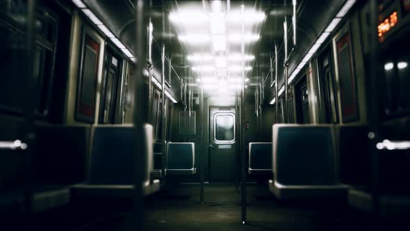 Inside of New York Subway Empty Car