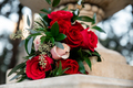Bridal flowers on Wedding Day, bouquet of red roses  - PhotoDune Item for Sale