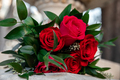 Closeup of Wedding bouquet, flowers of red roses for special event - PhotoDune Item for Sale