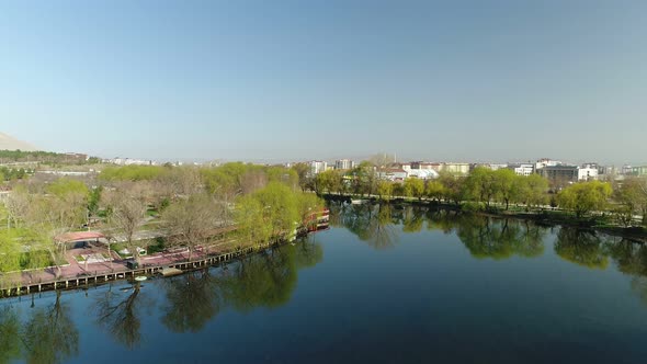 Nature River And City Aerial View