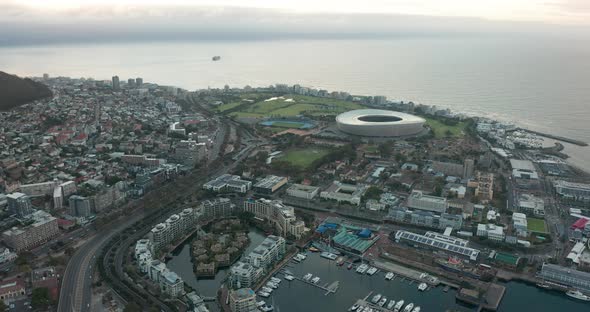 Aerial View of Cape Town Western Cape South Africa with Cape Peninsula Green Point V and A