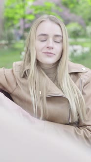 Vertical Video of a Young Skinny Girl in the Park