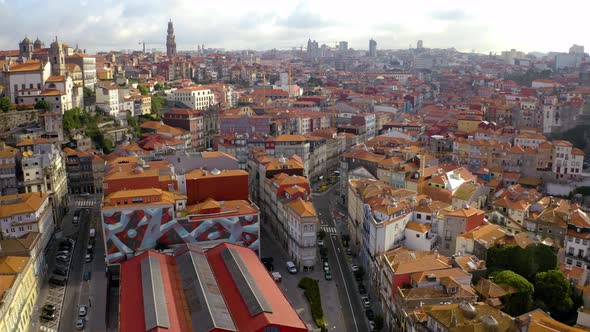 Porto in Portugal, aerial drone cityscape view 4k