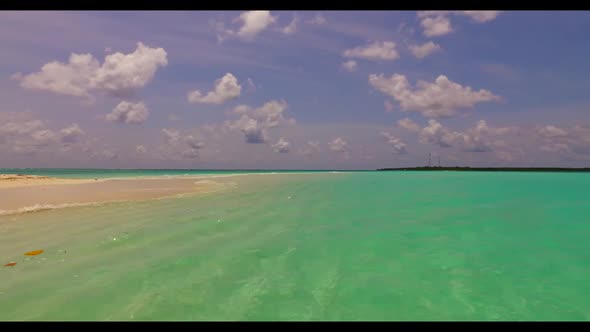 Aerial view panorama of exotic sea view beach trip by blue green ocean with white sand background of