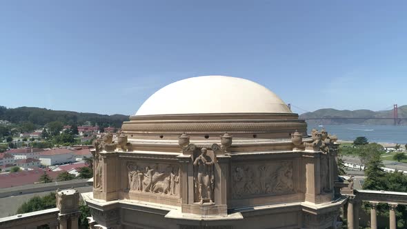 Aerial view of the Palace of Fine Arts' dome