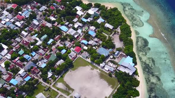 Drone panorama of coastline beach by sea and sand background