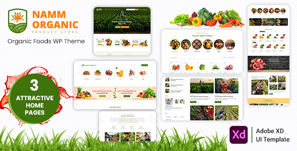 Namm - Organic Shop, Grocery Website Agriculture XD Template