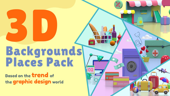 3D Backgrounds and Places Pack for Animated Presentation