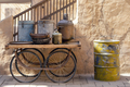 Rusty vintage kitchenware on a wheeled wagon, UAE heritage - PhotoDune Item for Sale