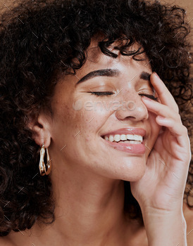 Cosmetics, skincare and young woman closeup for wellness, natural beauty and confident with pride,