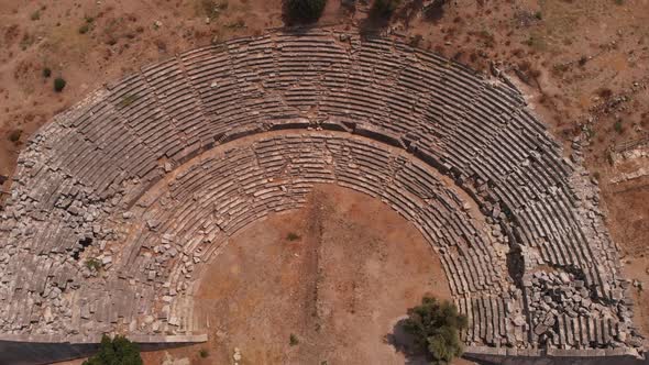 the Ancient City of Letoon with an Amphitheater and a Ruined Temple of the Goddess Leto Turkey