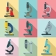 Microscope Icon Set Flat Style - GraphicRiver Item for Sale