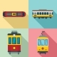 Tram Icon Set Flat Style - GraphicRiver Item for Sale