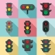 Traffic Lights Icon Set Flat Style - GraphicRiver Item for Sale