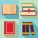 Library Books Icon Set Flat Style - GraphicRiver Item for Sale