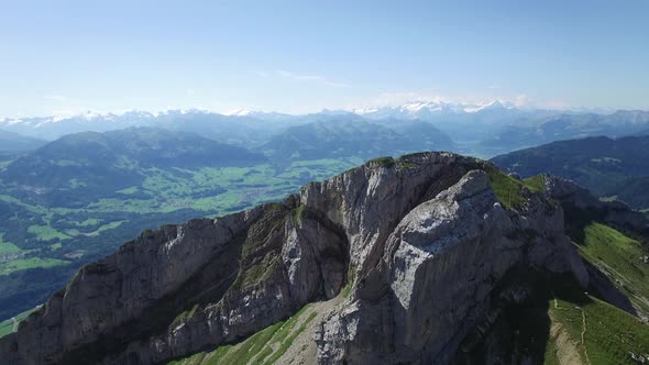 Flying Above Alpine Nature Environment Scenery