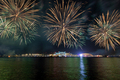 Fireworks in Yas Bay in Abu Dhabi celebrating religious holiday Eid Al Adha - PhotoDune Item for Sale